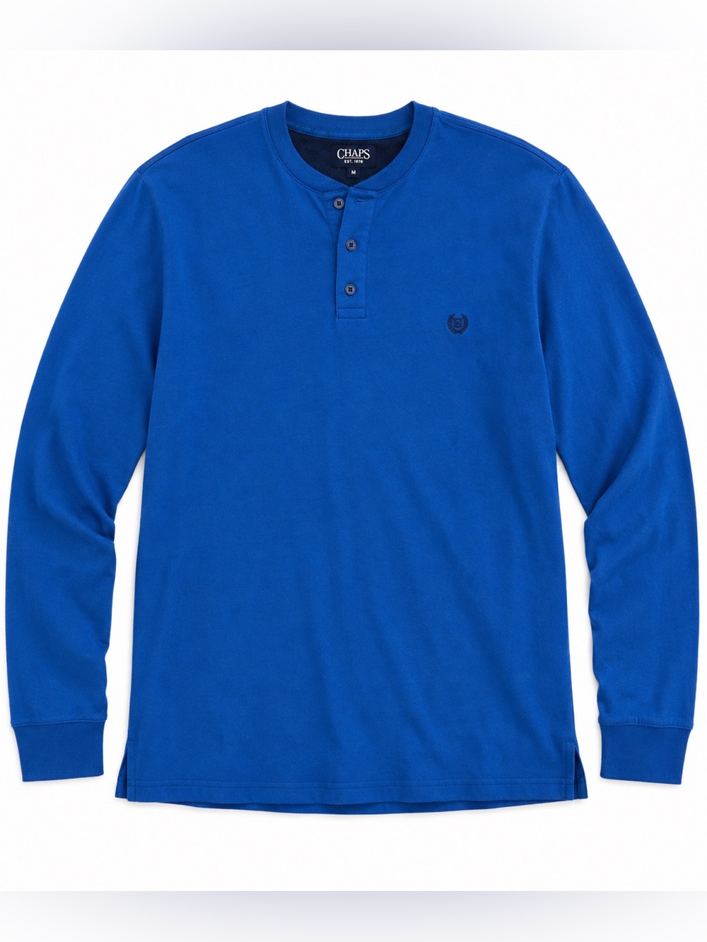Chaps Blue Long Sleeve Henley Shirt